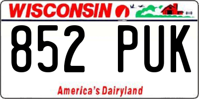 WI license plate 852PUK