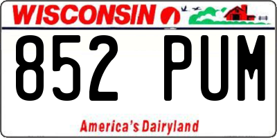 WI license plate 852PUM