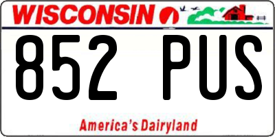 WI license plate 852PUS