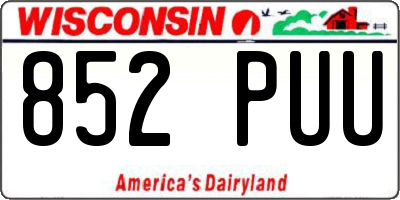 WI license plate 852PUU