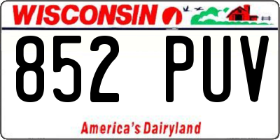 WI license plate 852PUV