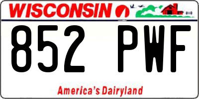 WI license plate 852PWF