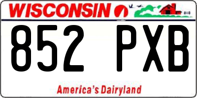 WI license plate 852PXB