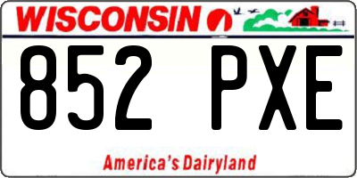 WI license plate 852PXE