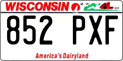 WI license plate 852PXF