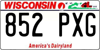 WI license plate 852PXG
