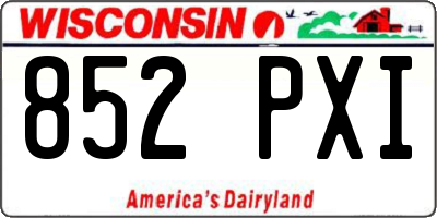 WI license plate 852PXI