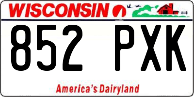 WI license plate 852PXK