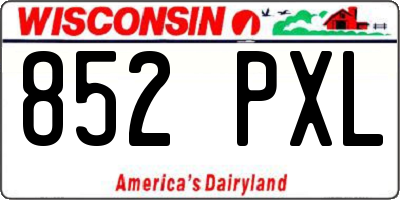 WI license plate 852PXL