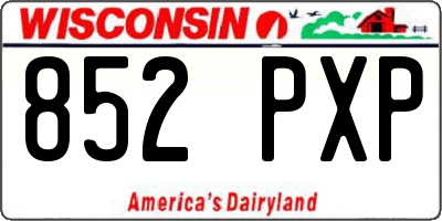 WI license plate 852PXP