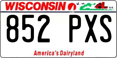 WI license plate 852PXS