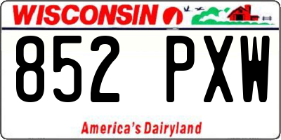 WI license plate 852PXW