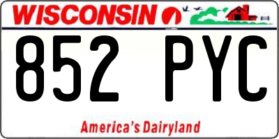 WI license plate 852PYC