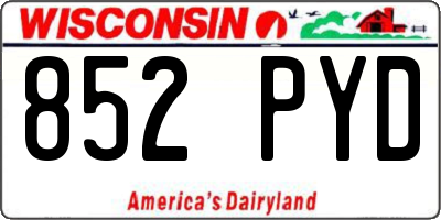 WI license plate 852PYD