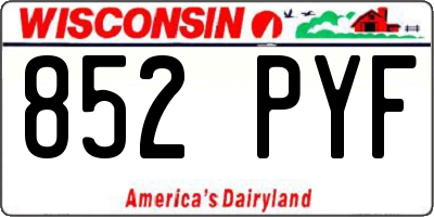 WI license plate 852PYF