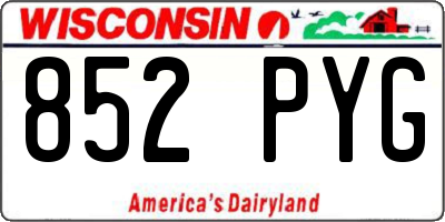 WI license plate 852PYG