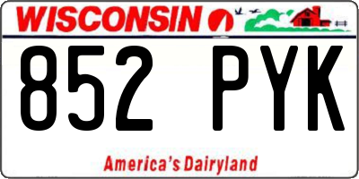 WI license plate 852PYK