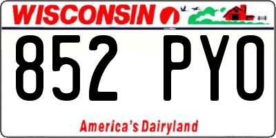 WI license plate 852PYO