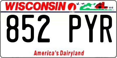 WI license plate 852PYR