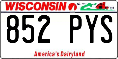 WI license plate 852PYS