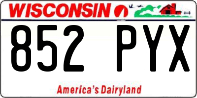 WI license plate 852PYX
