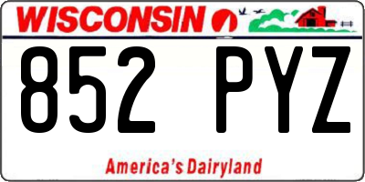 WI license plate 852PYZ