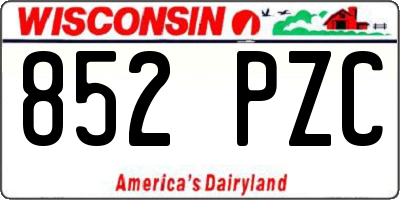 WI license plate 852PZC