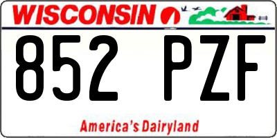 WI license plate 852PZF