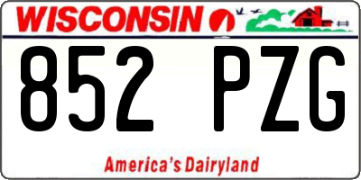 WI license plate 852PZG