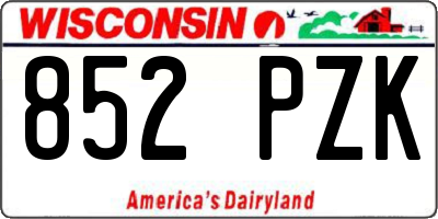 WI license plate 852PZK