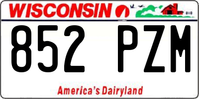 WI license plate 852PZM
