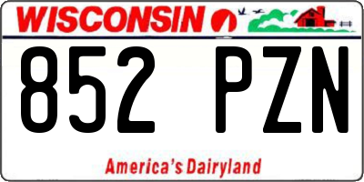 WI license plate 852PZN