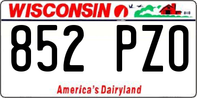 WI license plate 852PZO