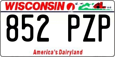 WI license plate 852PZP