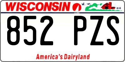 WI license plate 852PZS
