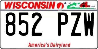 WI license plate 852PZW
