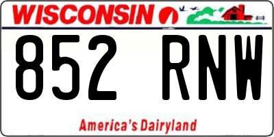 WI license plate 852RNW
