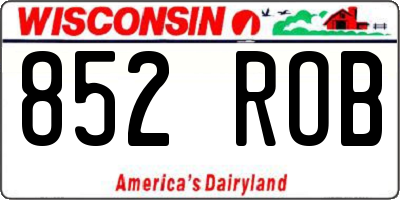 WI license plate 852ROB