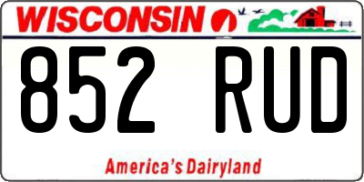 WI license plate 852RUD
