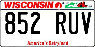 WI license plate 852RUV