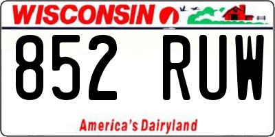 WI license plate 852RUW