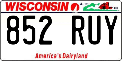 WI license plate 852RUY