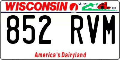 WI license plate 852RVM