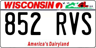 WI license plate 852RVS