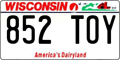 WI license plate 852TOY
