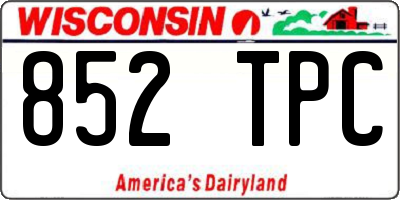 WI license plate 852TPC