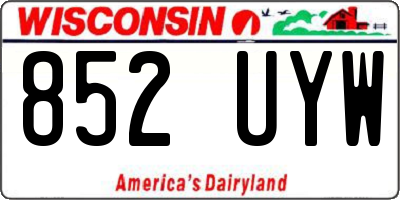 WI license plate 852UYW