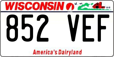 WI license plate 852VEF