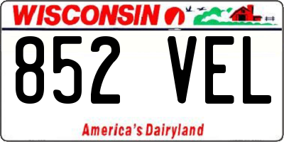 WI license plate 852VEL