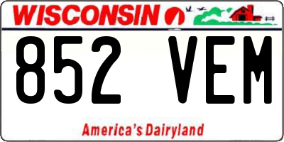 WI license plate 852VEM